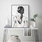 Wall Art 70cmx100cm Woman Back With Butterfly Black Frame Canvas - Magdasmall