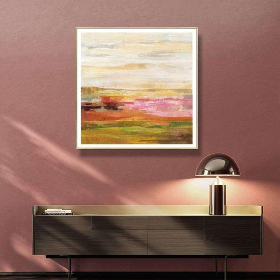 Wall Art 70cmx70cm Blooming Field Gold Frame Canvas - Magdasmall