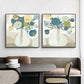 Wall Art 70cmx70cm Blue Bouquet 2 Sets Black Frame Canvas - Magdasmall