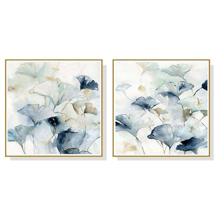 Wall Art 70cmx70cm Gingko Leaves By Carol Robinson 2 Sets Gold Frame Canvas - Magdasmall