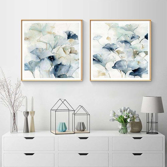 Wall Art 70cmx70cm Gingko Leaves By Carol Robinson 2 Sets Gold Frame Canvas - Magdasmall