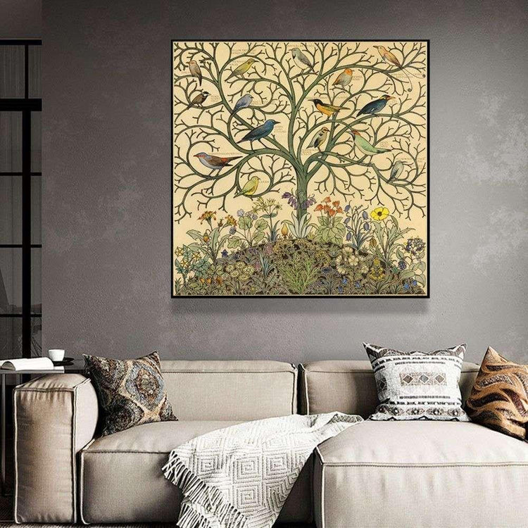 Wall Art 70cmx70cm Tree Of Life Black Frame Canvas - Magdasmall