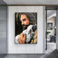 Wall Art 80cmx120cm Back In His Arms Black Frame Canvas - Magdasmall