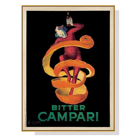 Wall Art 80cmx120cm Bitter Campari Gold Frame Canvas - Magdasmall