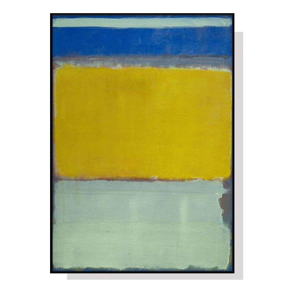 Wall Art 80cmx120cm Blue Yellow Green By Mark Rothko Black Frame Canvas - Magdasmall