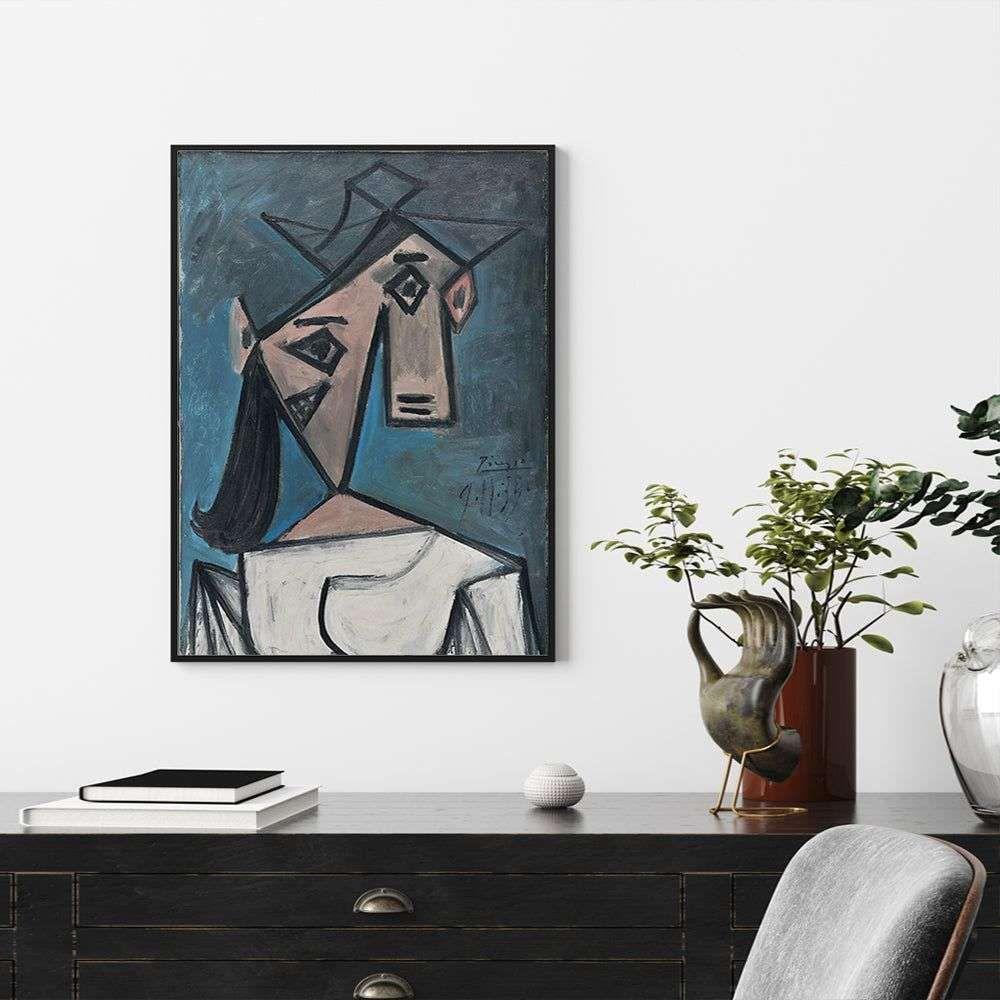 Wall Art 80cmx120cm Head Of A Woman By Pablo Picasso Black Frame Canvas - Magdasmall