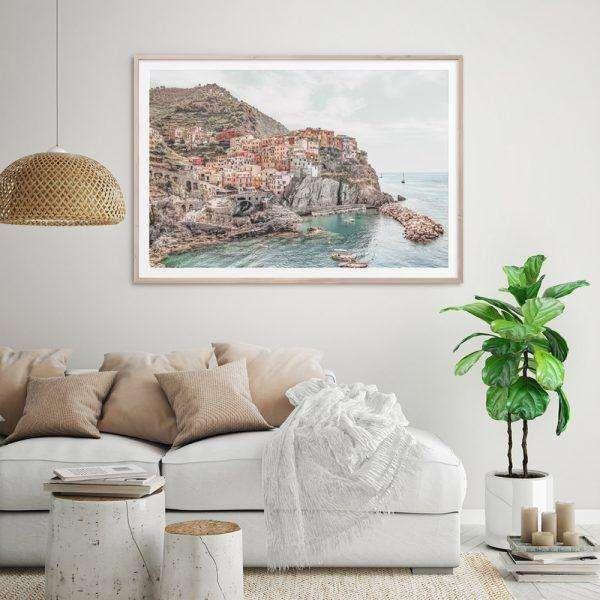 Wall Art 80cmx120cm Italy Cinque Terre Wood Frame Canvas - Magdasmall