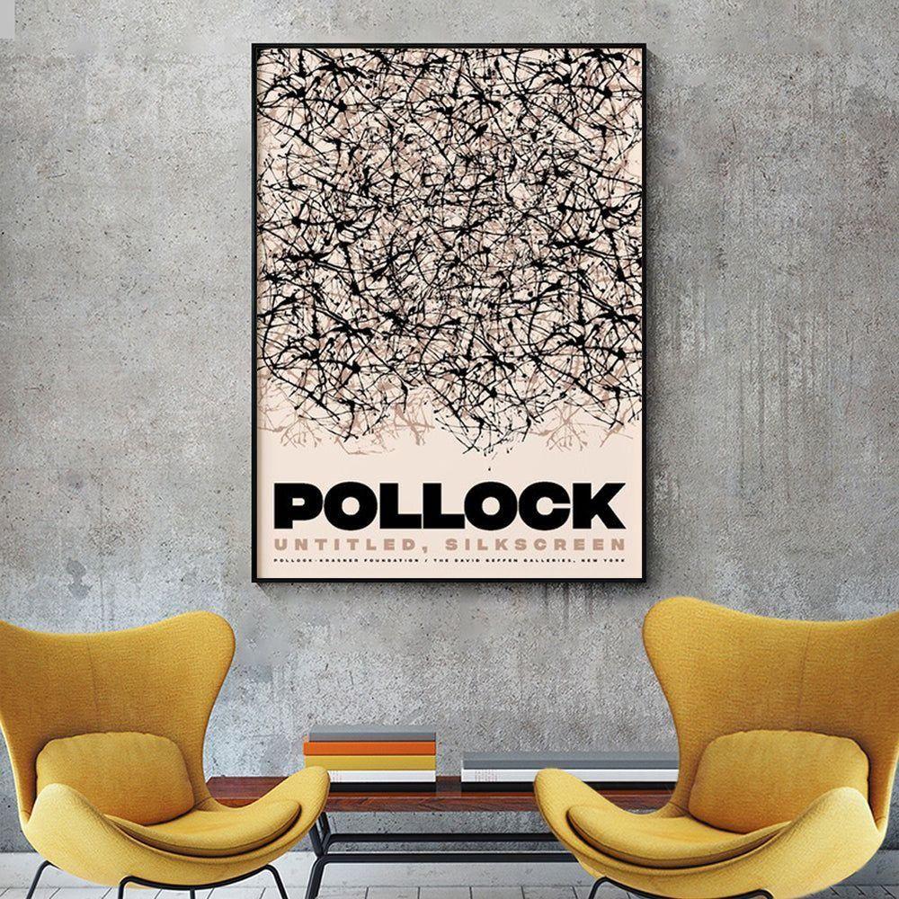 Wall Art 80cmx120cm Jackson Pollock Exhibition II Black Frame Canvas - Magdasmall