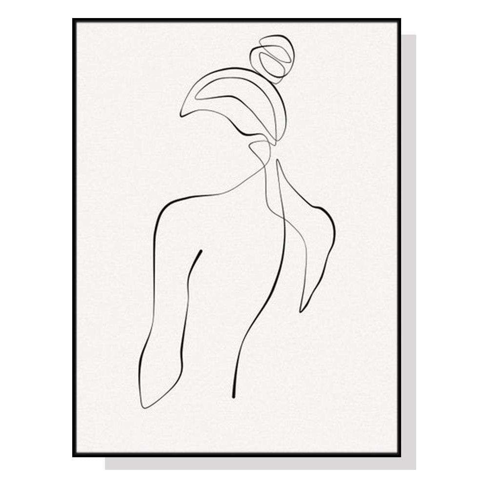 Wall Art 80cmx120cm Woman Back Line Art Black Frame Canvas