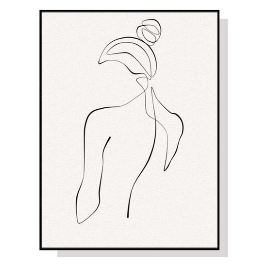 Wall Art 80cmx120cm Woman Back Line Art Black Frame Canvas