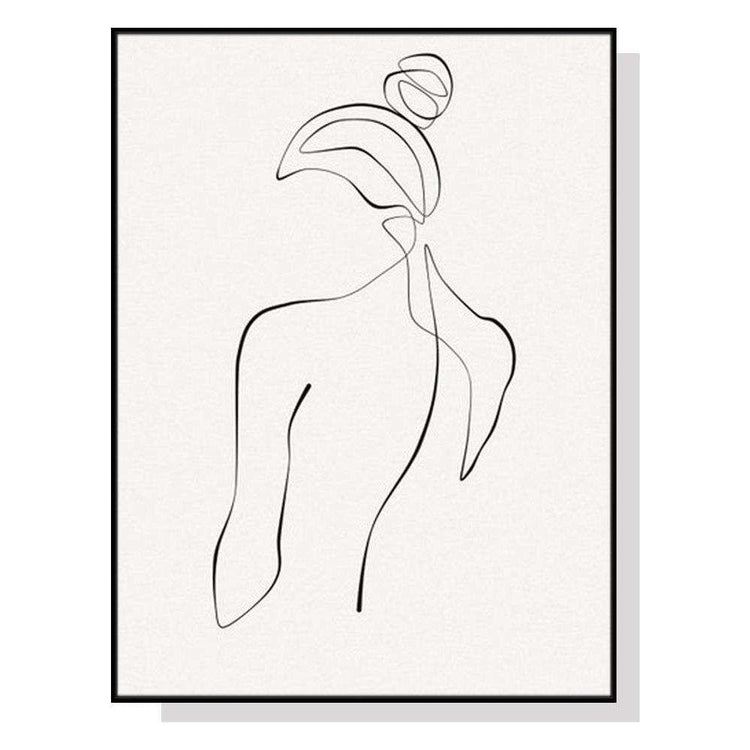 Wall Art 80cmx120cm Woman Back Line Art Black Frame Canvas