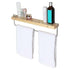 Wall Mount Solid Wood Shelf with Towel Rack Bar Holder Bathroom Organizer Hanger