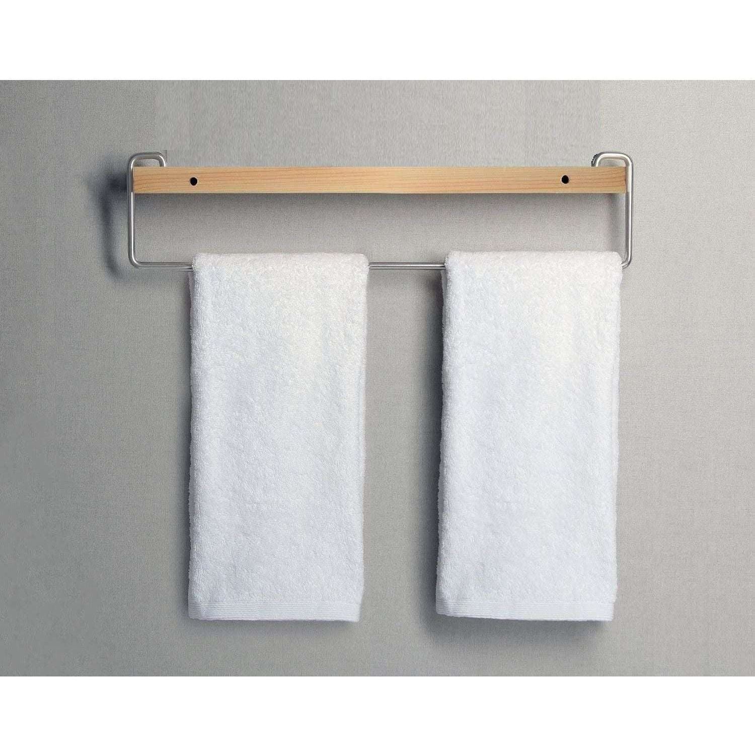 Wall Mount Solid Wood Shelf with Towel Rack Bar Holder Bathroom Organizer Hanger