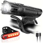 Waterproof Rechargeable LED Bike Lights Set (2000mah Lithium Battery, IPX4, 2 USB Cables)