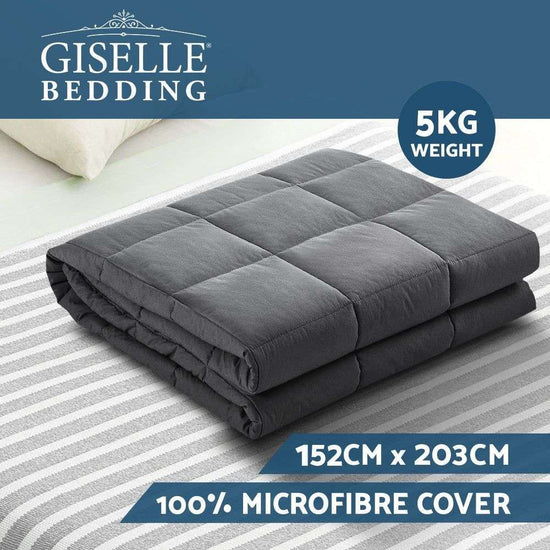 Weighted Blanket Adult 5KG Heavy Gravity Blankets Microfibre Cover Calming Relax Anxiety Relief Grey - Magdasmall