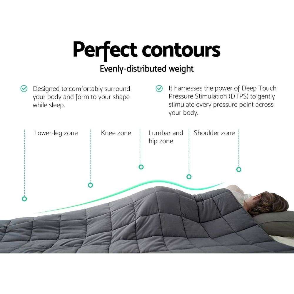 Weighted Blanket Adult 7KG Heavy Gravity Blankets Microfibre Cover Glass Beads Calming Sleep Anxiety Relief Grey