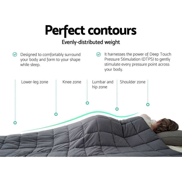 Weighted Blanket Kids 2.3KG Heavy Gravity Blankets Microfibre Cover Comfort Calming Deep Relax Better Sleep Grey - Magdasmall