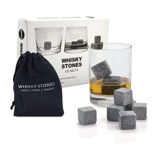 Whiskey Stones Ice Melts - 9 Reusable Natural Marble Chilling Scotch Rocks Cubes