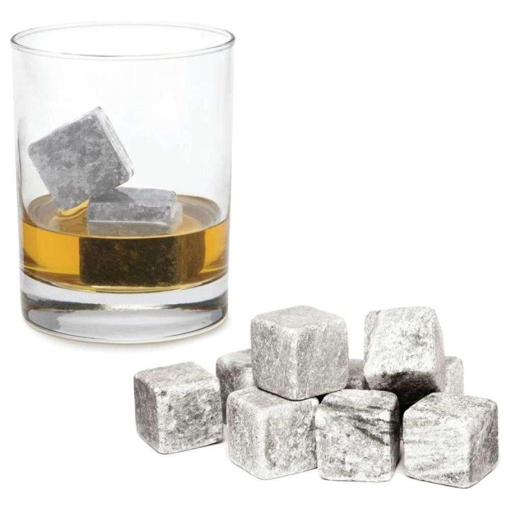 Whiskey Stones Ice Melts - 9 Reusable Natural Marble Chilling Scotch Rocks Cubes