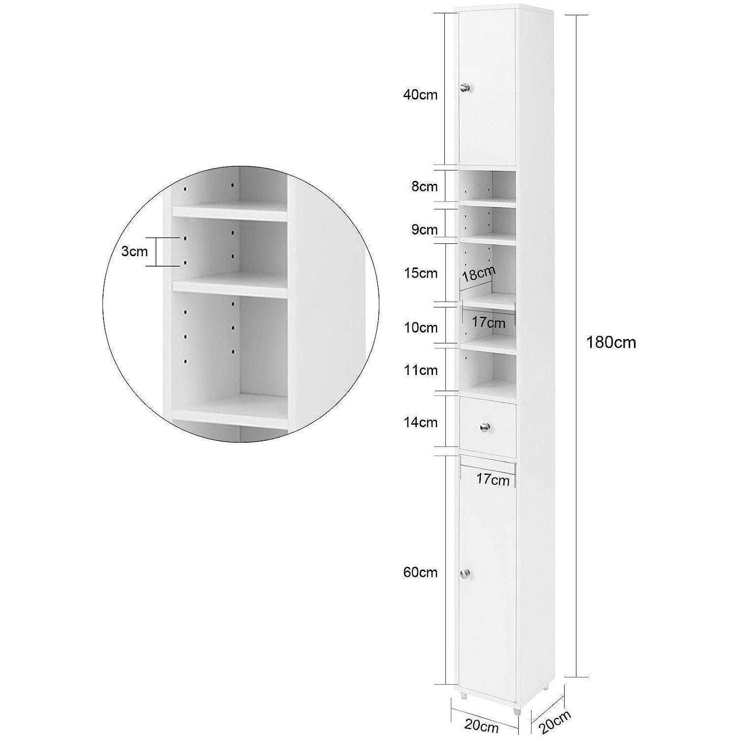 White Tall Bathroom Cabinet High Storage