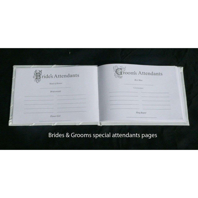 White Wedding Guest Book Register with Silver Pen Matching Stand Set 36 Lined Pages - White Sach Diamante Cover