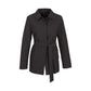 Womens Winter Button Long Trench Coat Jacket Parka Overcoat - Black - XX-Large