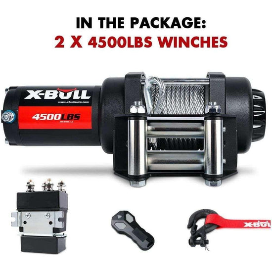 X-BULL 12V Electric Winch 4500lbs Steel Wire Cable 12V Boat ATV UTV Trailer Winch 2 Units