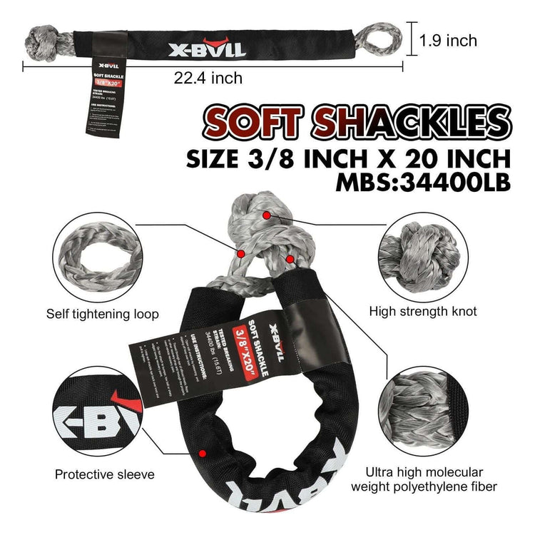 X-BULL 4WD Recovery Kit Kinetic Recovery Rope With 14500LBS Electric Winch 12V Winch 4WD 4X4 Offroad