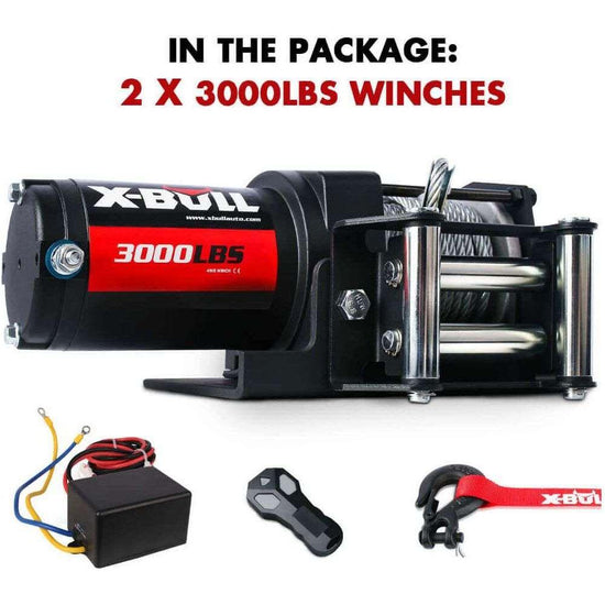 X-BULL Electric Winch 3000lbs Steel Wire Cable 12V Boat ATV UTV Winch Trailer 2 Units