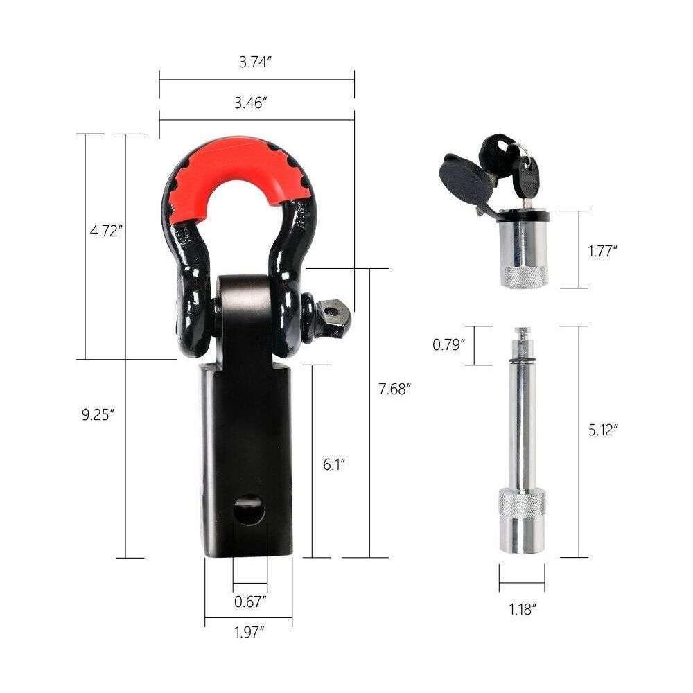 X-BULL Hitch Receiver 5T Recovery Receiver with Bow Shackle Tow Bar Off Road 4WD