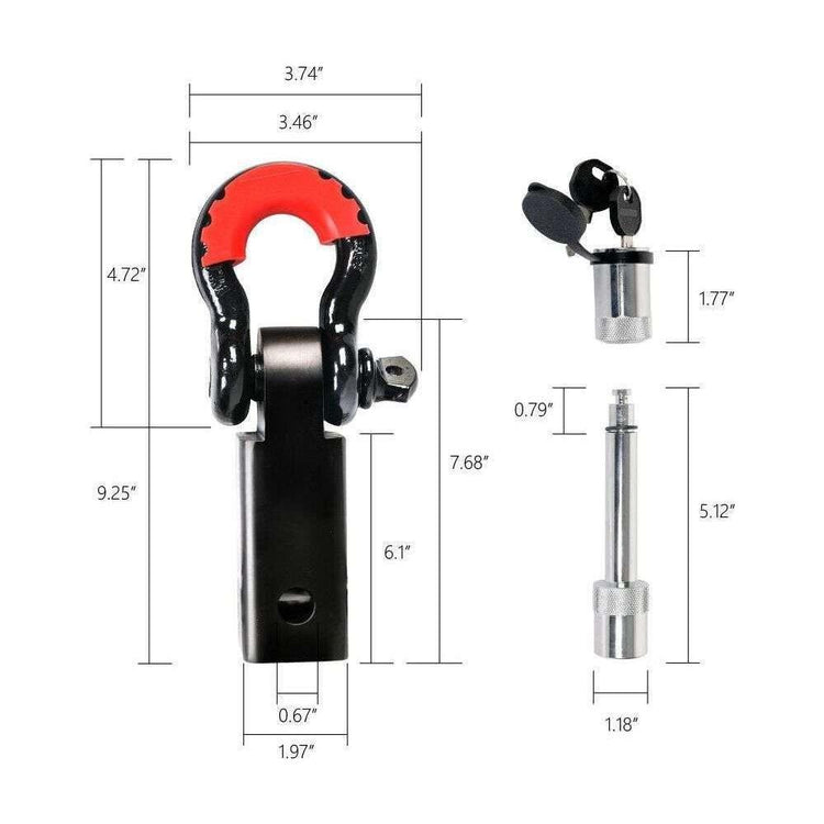 X-BULL Hitch Receiver 5T Recovery Receiver with Bow Shackle Tow Bar Off Road 4WD