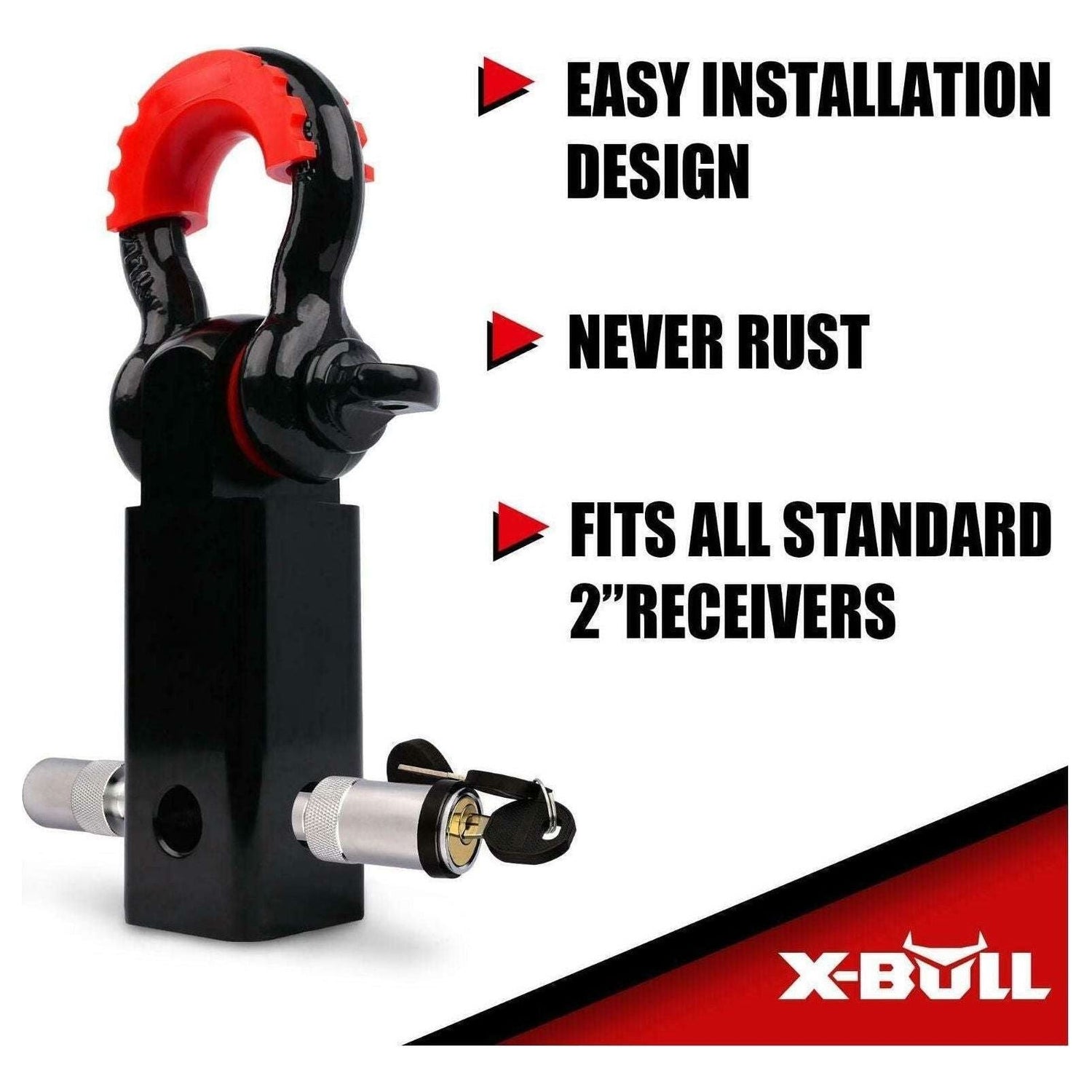 X-BULL Hitch Receiver 5T Recovery Receiver with Bow Shackle Tow Bar Off Road 4WD