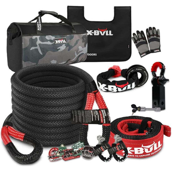 X-BULL Kinetic Recovery Rope kit Snatch Strap Soft Shackles Hitch receiver 4WD 4X4