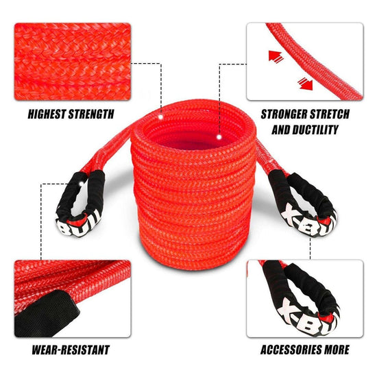 X-BULL Kinetic Rope 22mm x 9m Snatch Strap Recovery Kit Dyneema Tow Winch