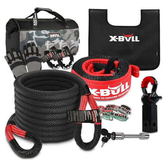 X-BULL Recovery Kit Kinetic Recovery Rope With Hitch Receiver 5T Recovery Receiver