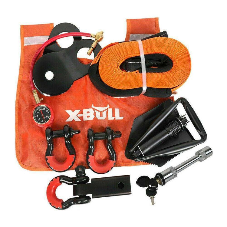 X-BULL Winch Recovery Kit 11PCS 4WD 4x4 Pack Off Road Snatch Strap Essential