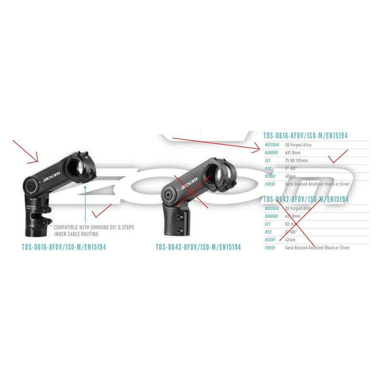 ZOOM TDS-D616 Height Adjustable Stem MTB Ebike Mountain Cable Intergration Hide 31.8mm