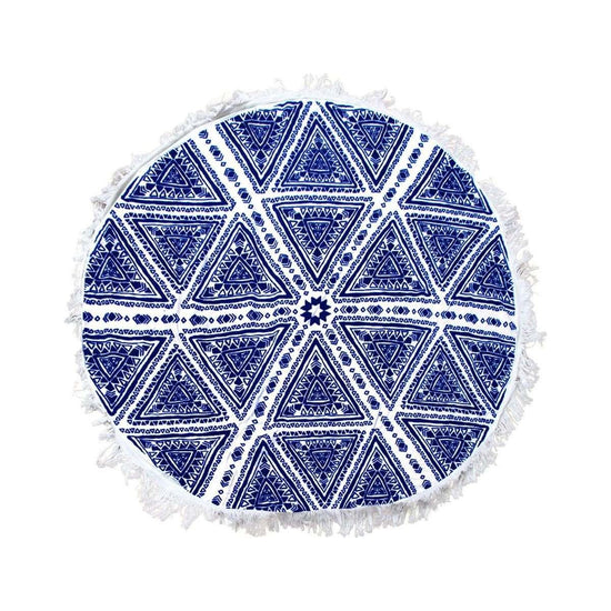 Zulu Triangle Blue 100% Cotton Round Beach Towel