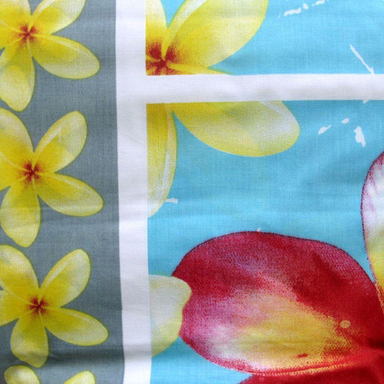 Floating Frangipani Quilt Cover Set Aqua Single - Magdasmall