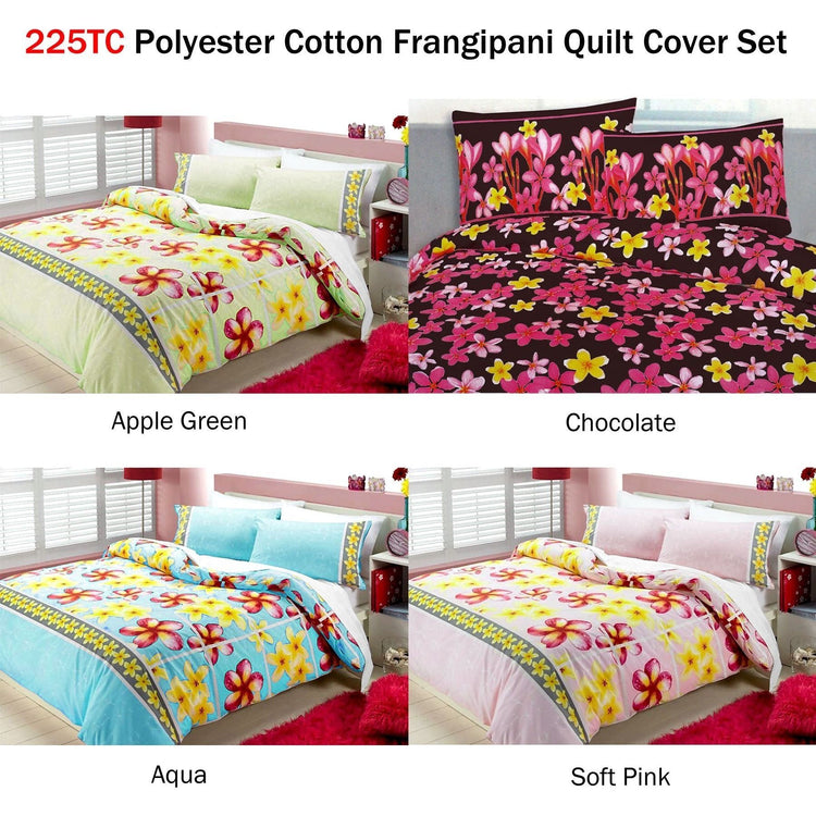 Floating Frangipani Quilt Cover Set Aqua Single - Magdasmall